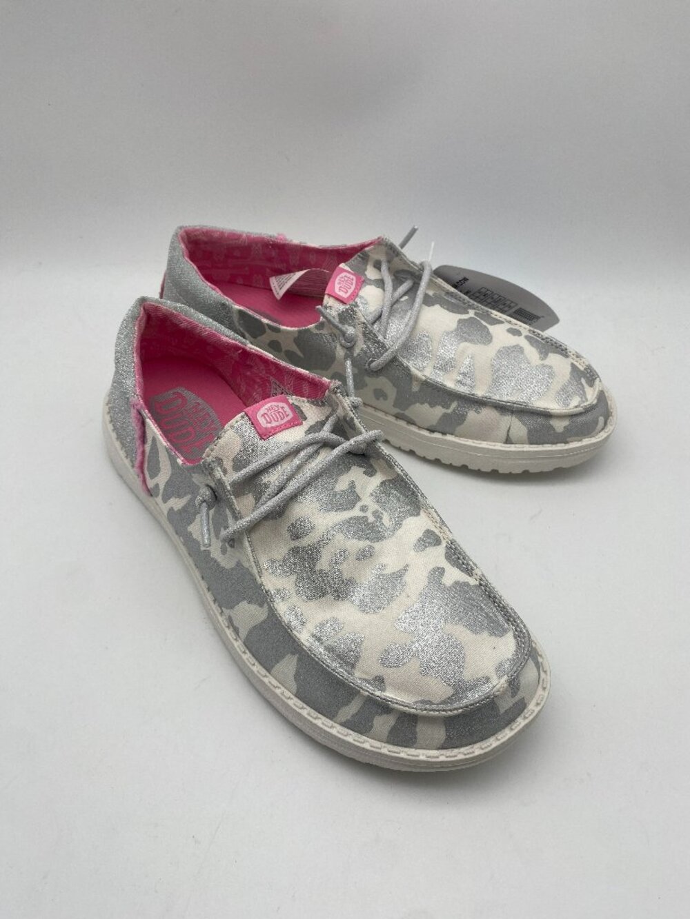 HEY DUDE WENDY FUNK COW SILVER SHOES #42691-040